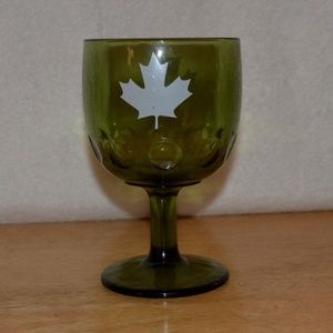 Vintage Niagara Falls, Canada Green Glass Goblet